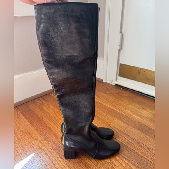 $1446 Ermanno Scervino Croc Effect Block Heel Tall‎ Over the Knee leather boots - Picture 3 of 10